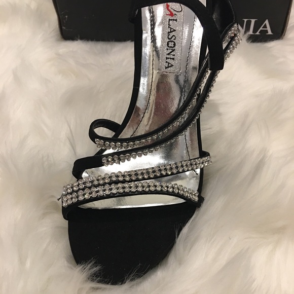 Lasonia High Heels Black w/Rhinestone - Picture 8 of 14